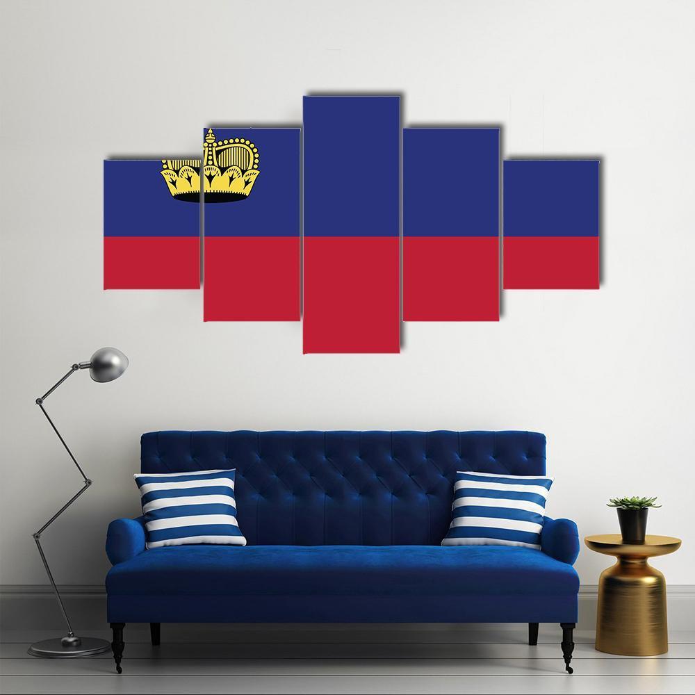 Liechtenstein Flag Canvas Wall Art-5 Star-Gallery Wrap-62" x 32"-Tiaracle