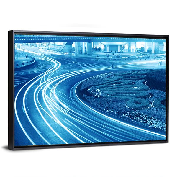 Light Trails In Shanghai Canvas Wall Art-3 Horizontal-Gallery Wrap-25" x 16"-Tiaracle