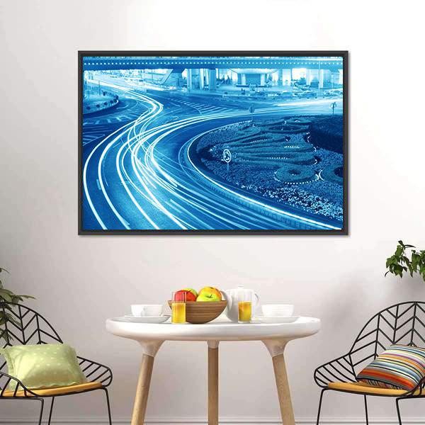 Light Trails In Shanghai Canvas Wall Art-3 Horizontal-Gallery Wrap-25" x 16"-Tiaracle