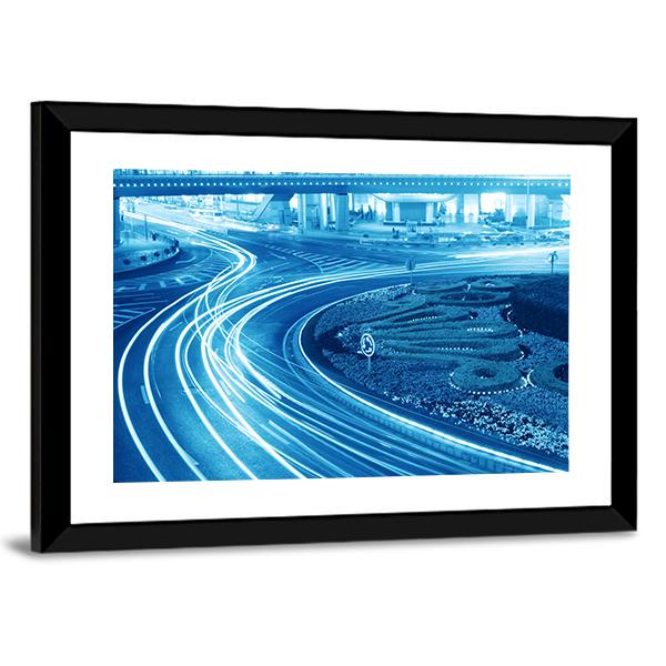 Light Trails In Shanghai Canvas Wall Art-3 Horizontal-Gallery Wrap-25" x 16"-Tiaracle