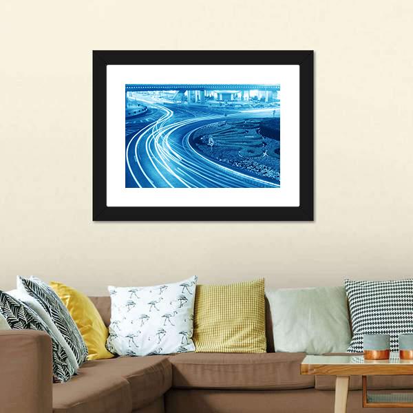 Light Trails In Shanghai Canvas Wall Art-3 Horizontal-Gallery Wrap-25" x 16"-Tiaracle