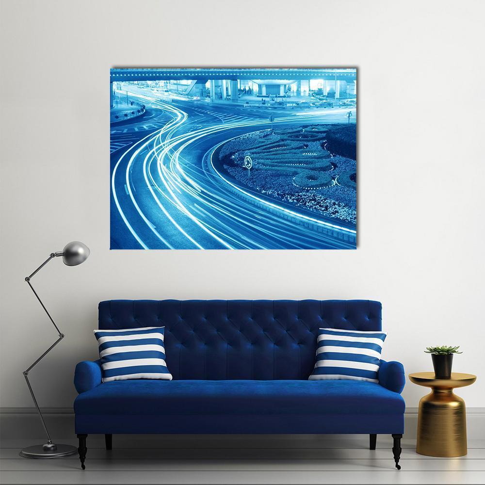 Light Trails In Shanghai Canvas Wall Art-1 Piece-Gallery Wrap-48" x 32"-Tiaracle