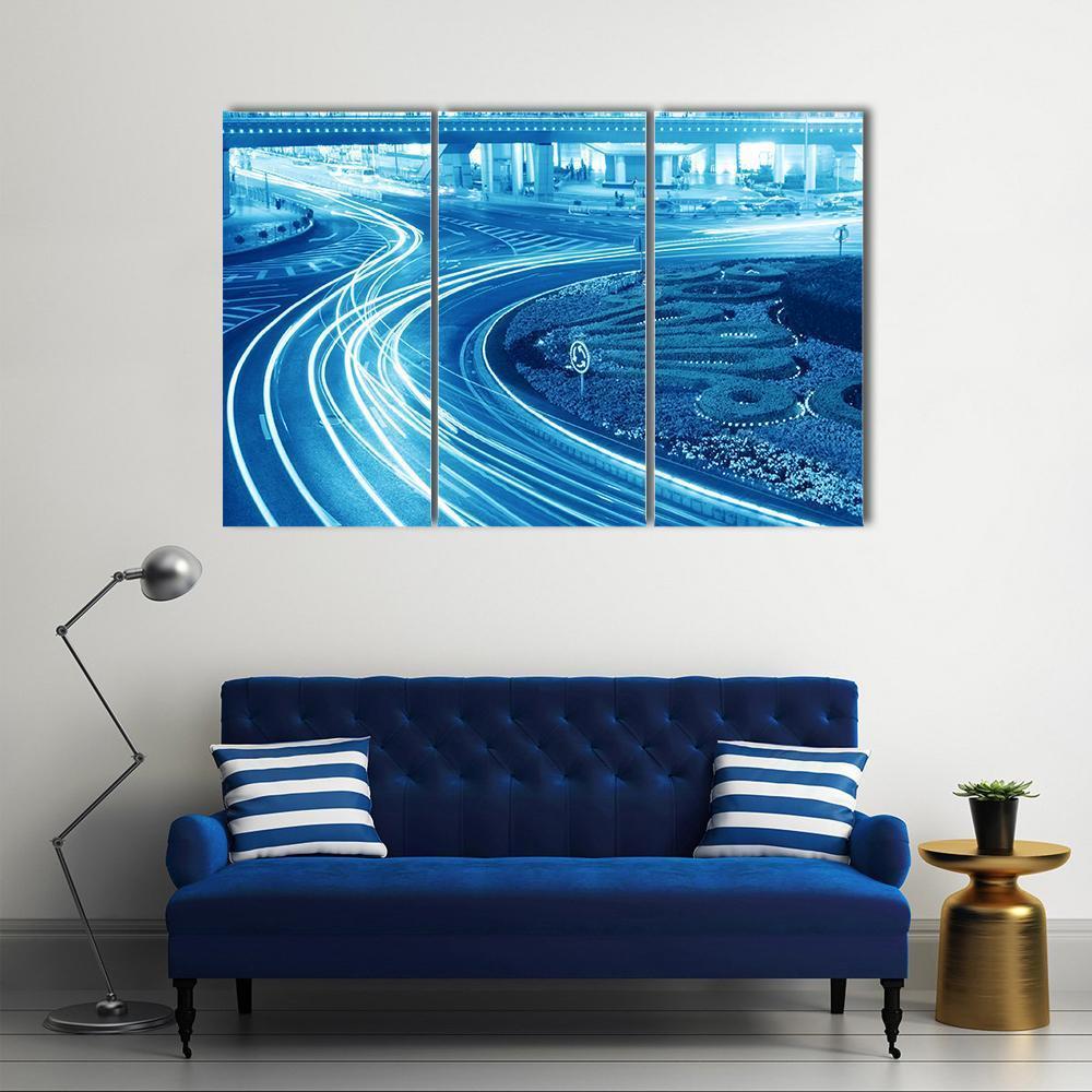 Light Trails In Shanghai Canvas Wall Art-3 Horizontal-Gallery Wrap-37" x 24"-Tiaracle