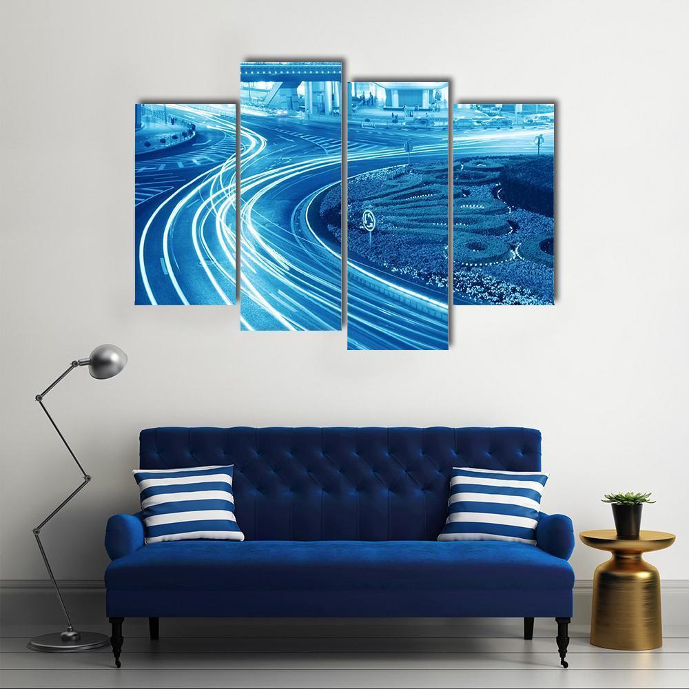 Light Trails In Shanghai Canvas Wall Art-4 Pop-Gallery Wrap-50" x 32"-Tiaracle