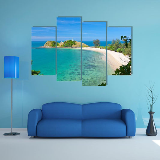 Lighthouse & Beach Canvas Wall Art-4 Pop-Gallery Wrap-50" x 32"-Tiaracle