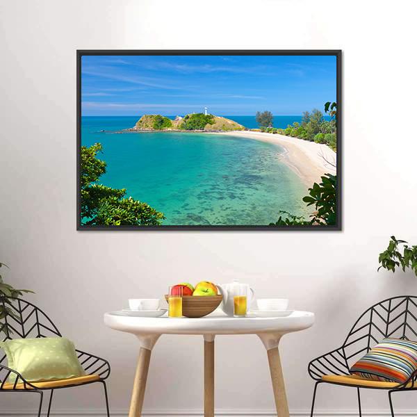 Lighthouse & Beach Canvas Wall Art-3 Horizontal-Gallery Wrap-25" x 16"-Tiaracle