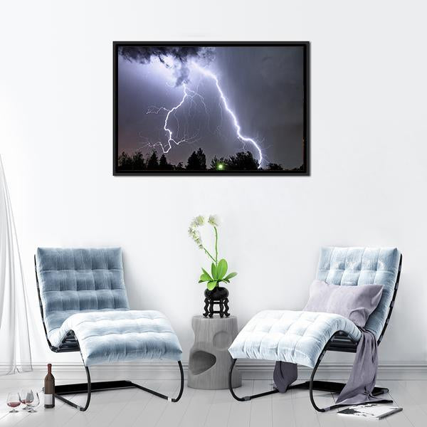 Lightning In Summer Storm Canvas Wall Art-3 Horizontal-Gallery Wrap-25" x 16"-Tiaracle