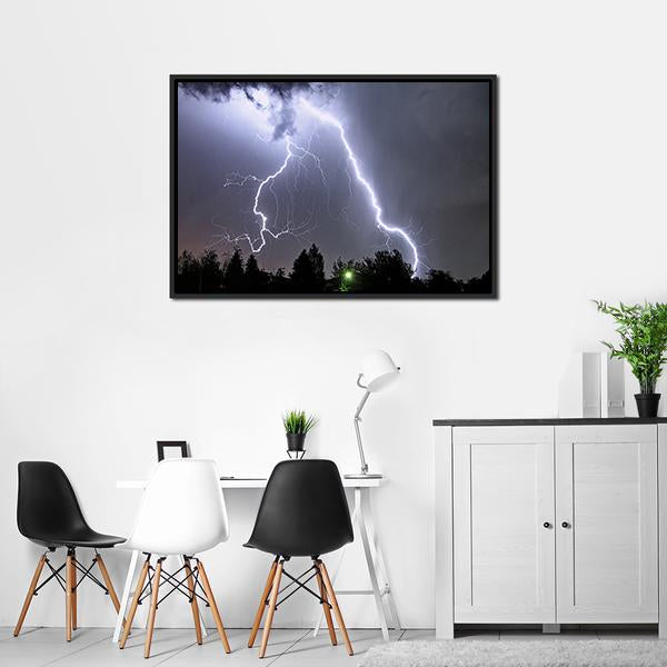 Lightning In Summer Storm Canvas Wall Art-3 Horizontal-Gallery Wrap-25" x 16"-Tiaracle