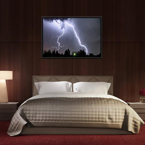 Lightning In Summer Storm Canvas Wall Art-3 Horizontal-Gallery Wrap-25" x 16"-Tiaracle