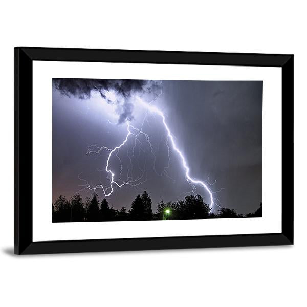 Lightning In Summer Storm Canvas Wall Art-3 Horizontal-Gallery Wrap-25" x 16"-Tiaracle