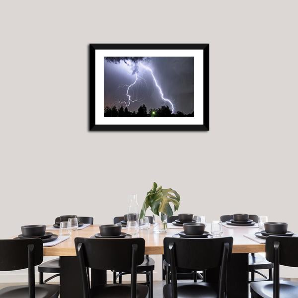 Lightning In Summer Storm Canvas Wall Art-3 Horizontal-Gallery Wrap-25" x 16"-Tiaracle