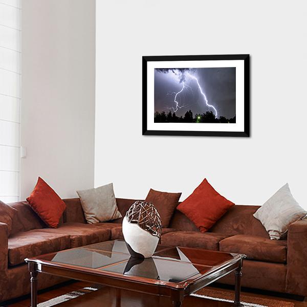 Lightning In Summer Storm Canvas Wall Art-3 Horizontal-Gallery Wrap-25" x 16"-Tiaracle