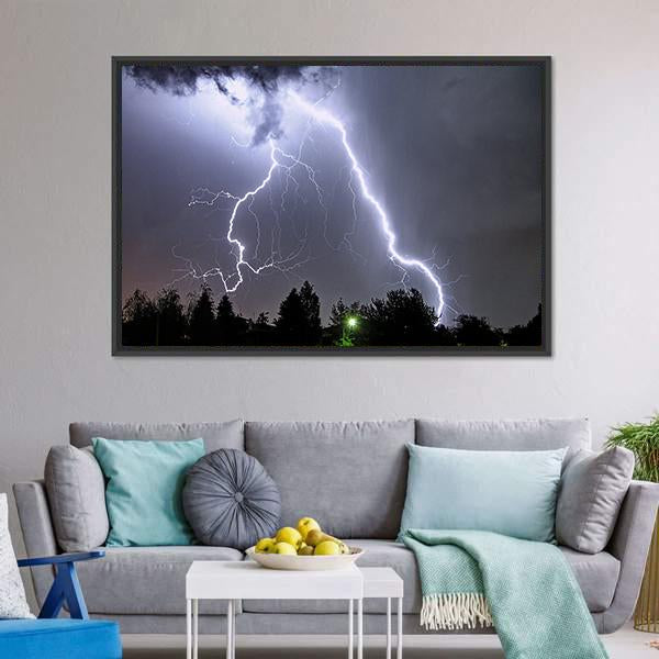 Lightning In Tucson Valley Canvas Wall Art-3 Horizontal-Gallery Wrap-25" x 16"-Tiaracle