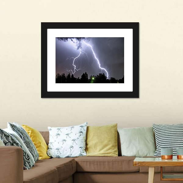 Lightning In Tucson Valley Canvas Wall Art-3 Horizontal-Gallery Wrap-25" x 16"-Tiaracle