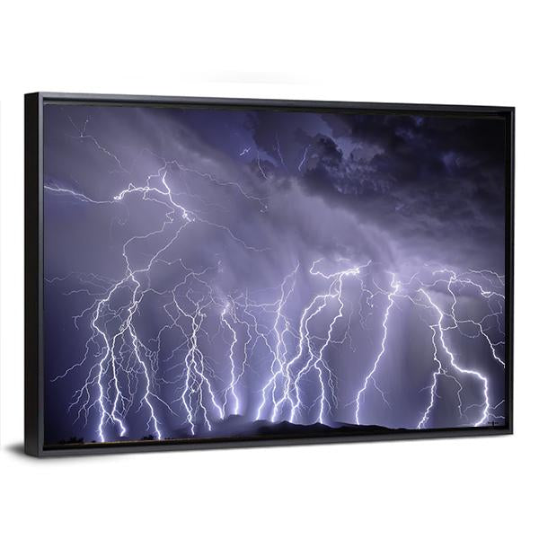 Lightning Over Rincon Mountains Canvas Wall Art-3 Horizontal-Gallery Wrap-25" x 16"-Tiaracle