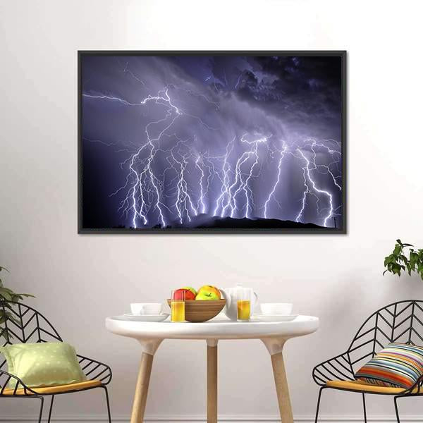 Lightning Over Rincon Mountains Canvas Wall Art-3 Horizontal-Gallery Wrap-25" x 16"-Tiaracle