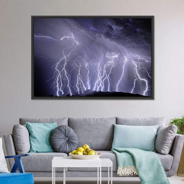 Lightning Over Rincon Mountains Canvas Wall Art-3 Horizontal-Gallery Wrap-25" x 16"-Tiaracle