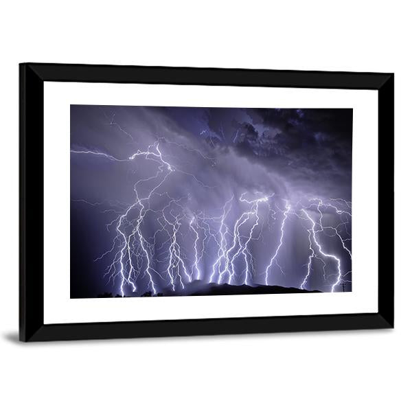 Lightning Over Rincon Mountains Canvas Wall Art-3 Horizontal-Gallery Wrap-25" x 16"-Tiaracle