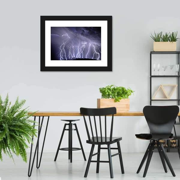 Lightning Over Rincon Mountains Canvas Wall Art-3 Horizontal-Gallery Wrap-25" x 16"-Tiaracle