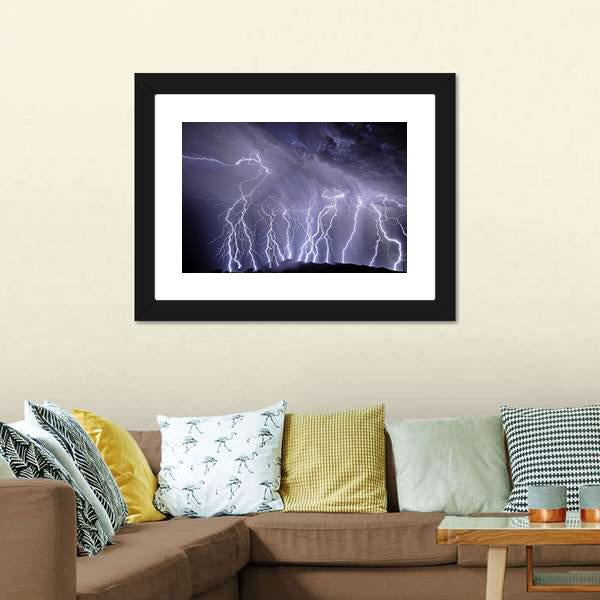 Lightning Over Rincon Mountains Canvas Wall Art-3 Horizontal-Gallery Wrap-25" x 16"-Tiaracle