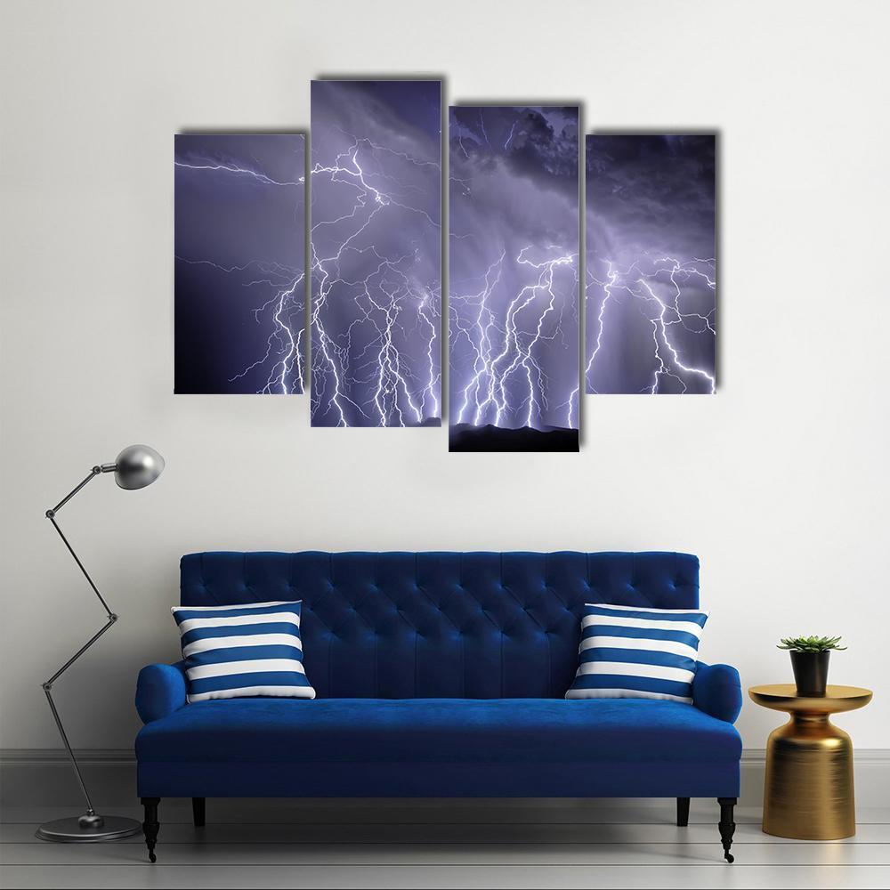 Lightning Over Rincon Mountains Canvas Wall Art-4 Pop-Gallery Wrap-50" x 32"-Tiaracle