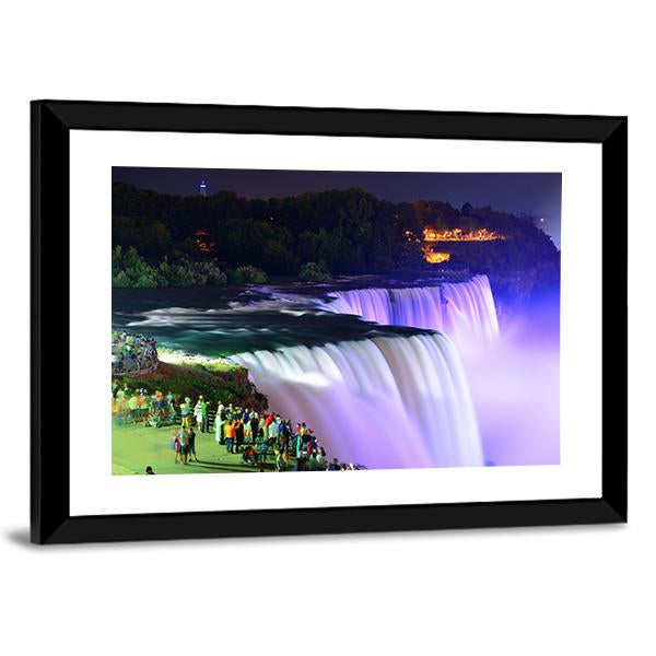 Lights On Niagara Falls Canvas Wall Art-3 Horizontal-Gallery Wrap-25" x 16"-Tiaracle