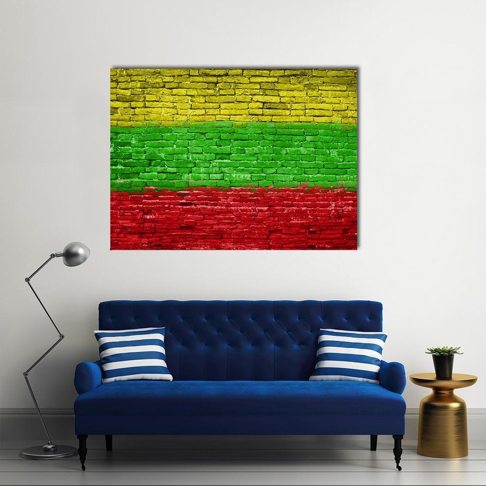 Lithuania Flag On Brick Wall Canvas Wall Art-1 Piece-Gallery Wrap-48" x 32"-Tiaracle
