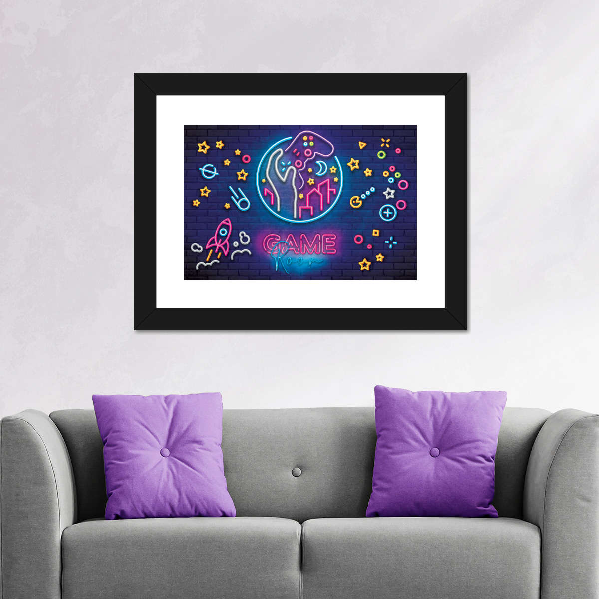 Spielzimmer Neonsymbole Wandkunst