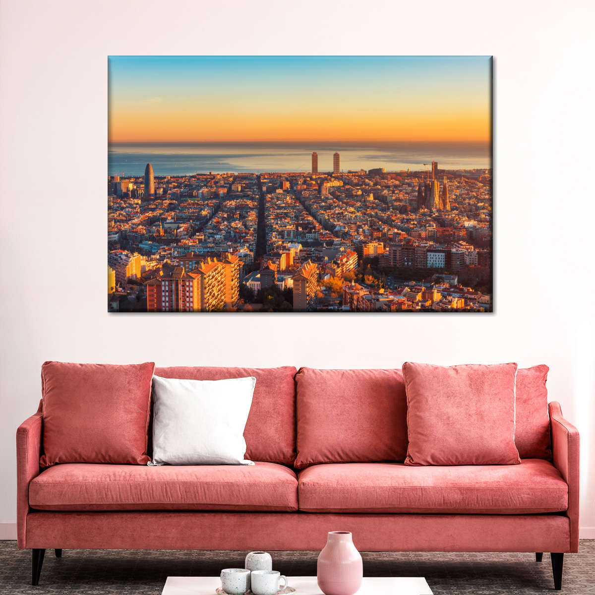 Barcelona Sunset Horizon Wandkunst