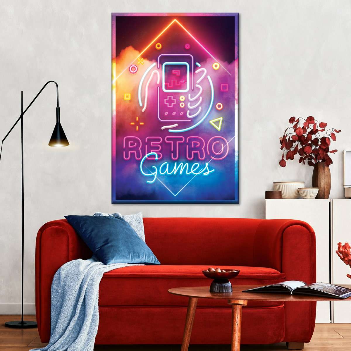 ریٹرو گیمز نیین لائٹ وال آرٹ