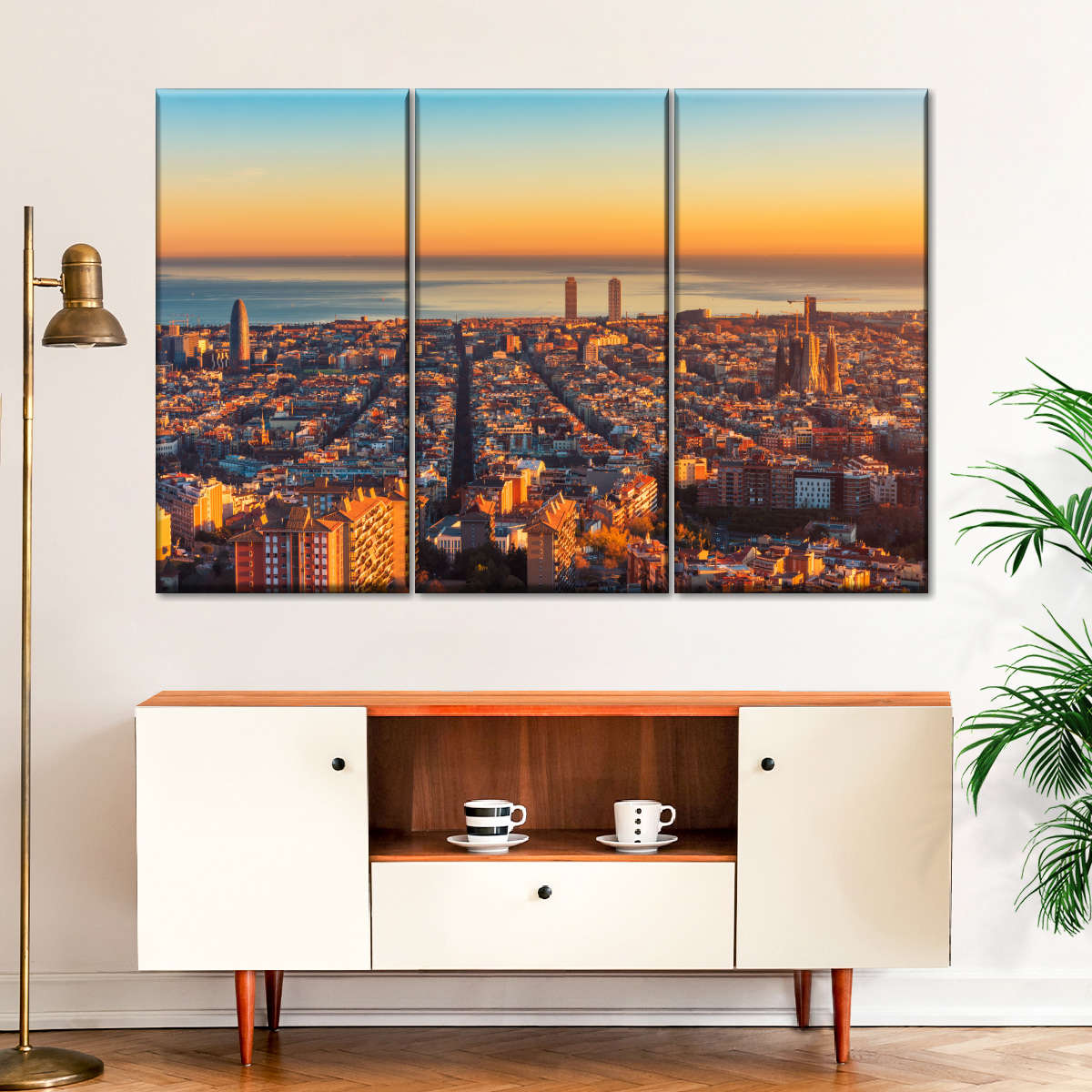 Barcelona Sunset Horizon Wandkunst