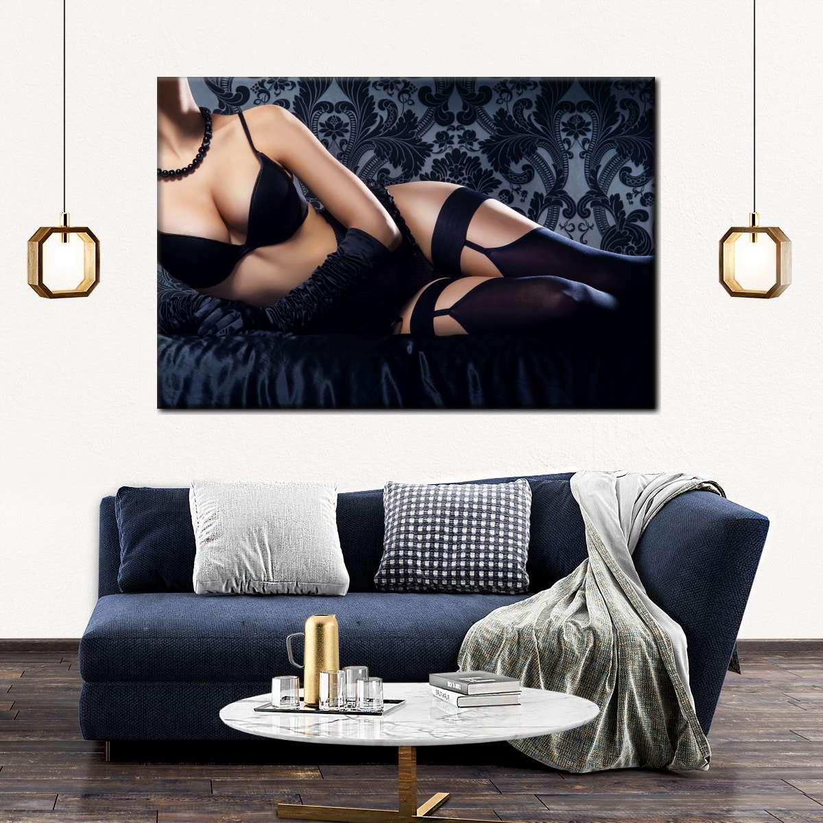 سیاہ دیوار آرٹ میں سیکسی عورت