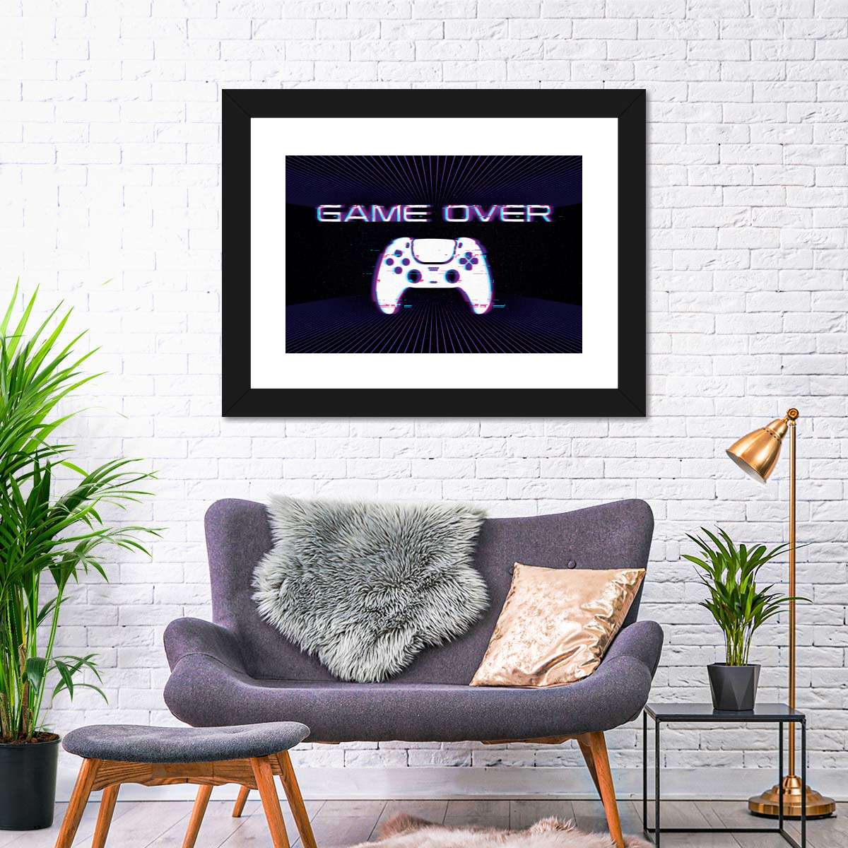Game Over Controller -Glitch -Wandkunst