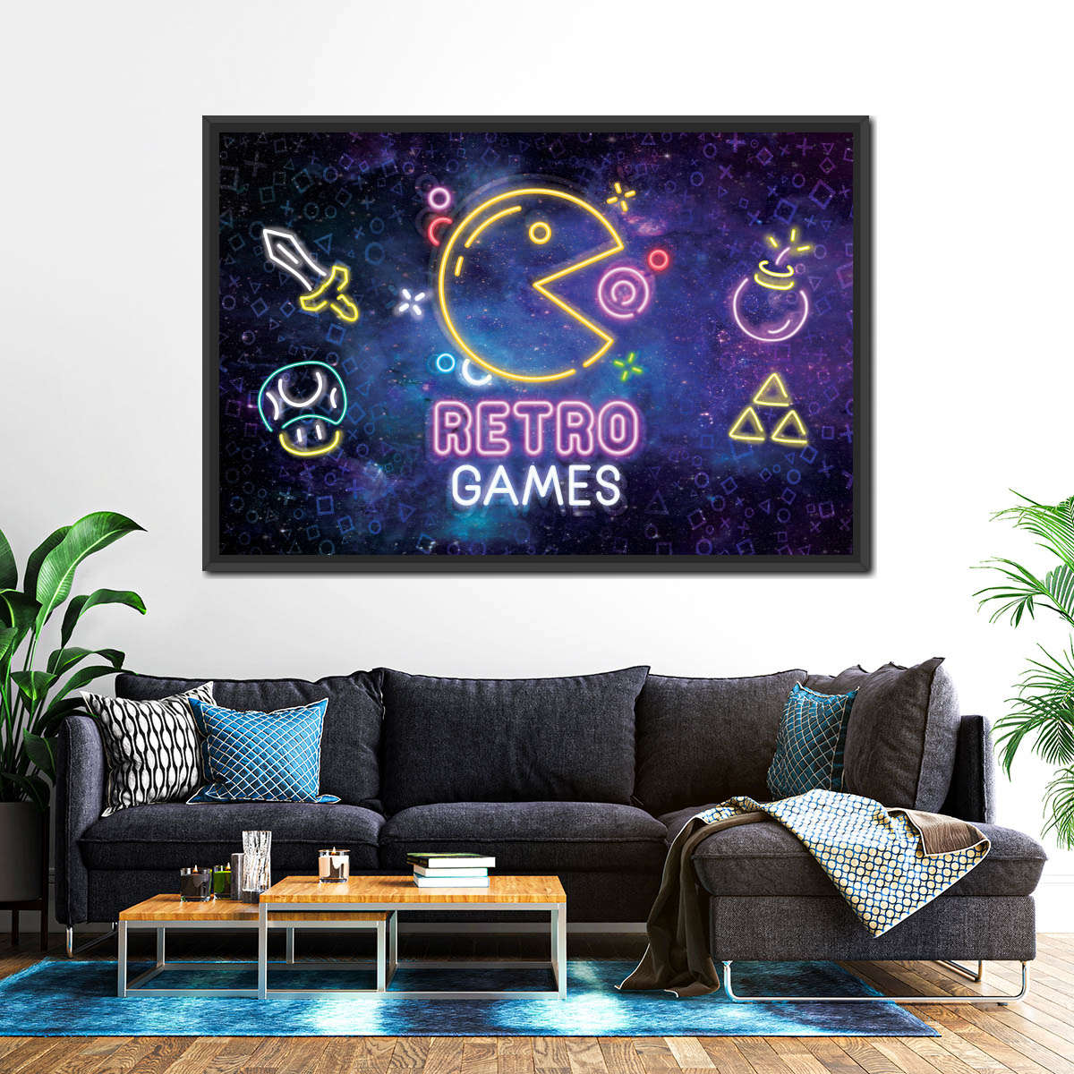 Neon -Retro -Spiele Wandkunst