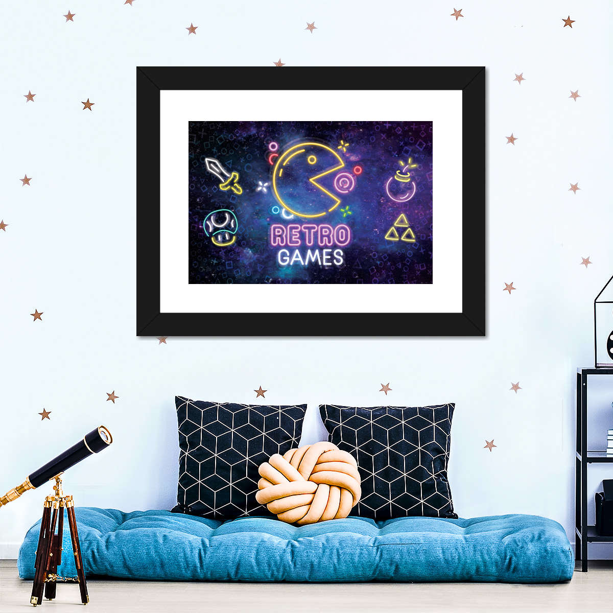 Neon -Retro -Spiele Wandkunst