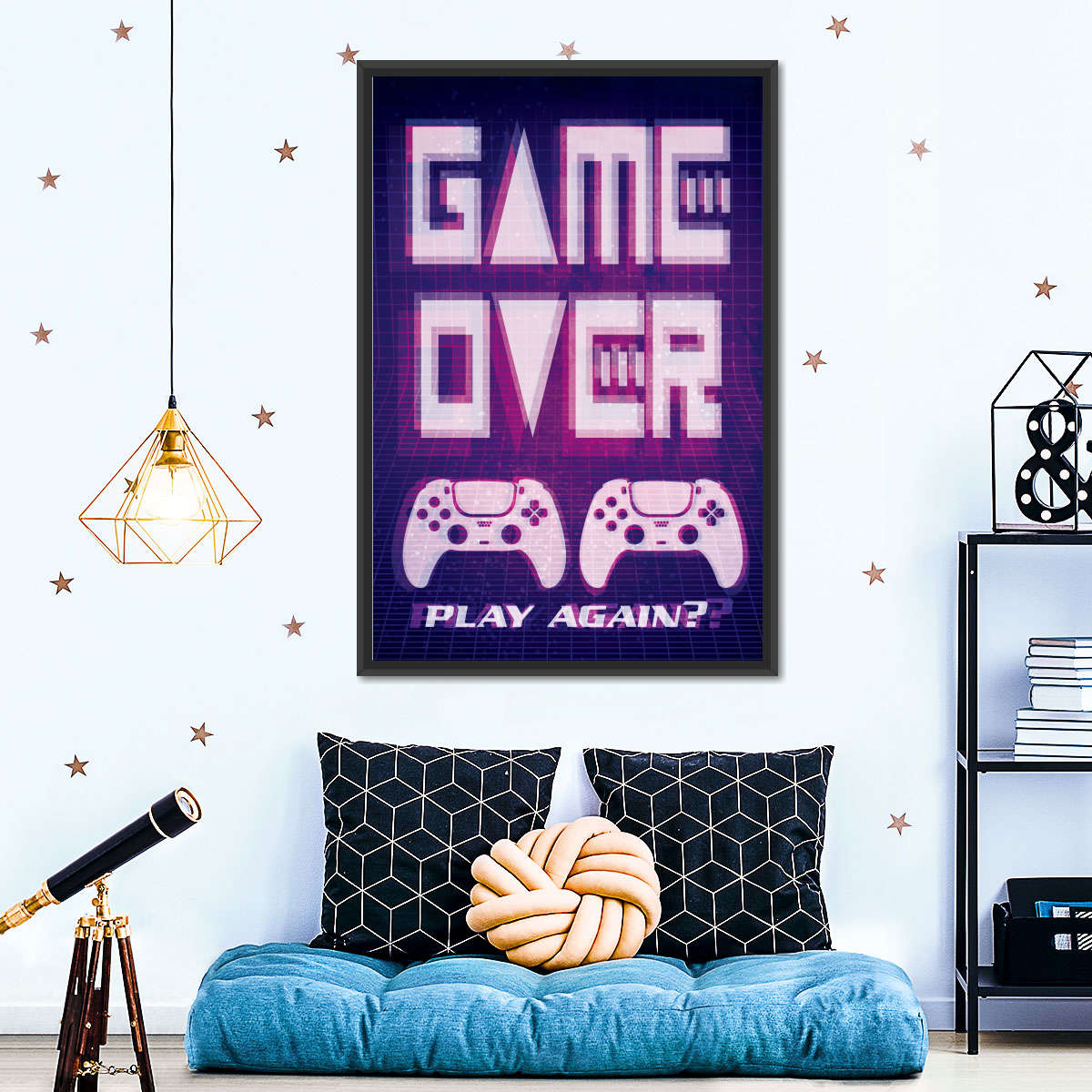 Game Over Play Again Sign Sign Wall Art