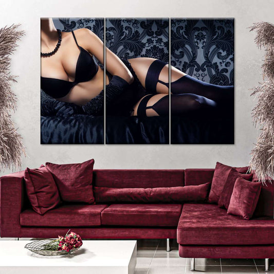 Sexy Frau in schwarzer Wandkunst