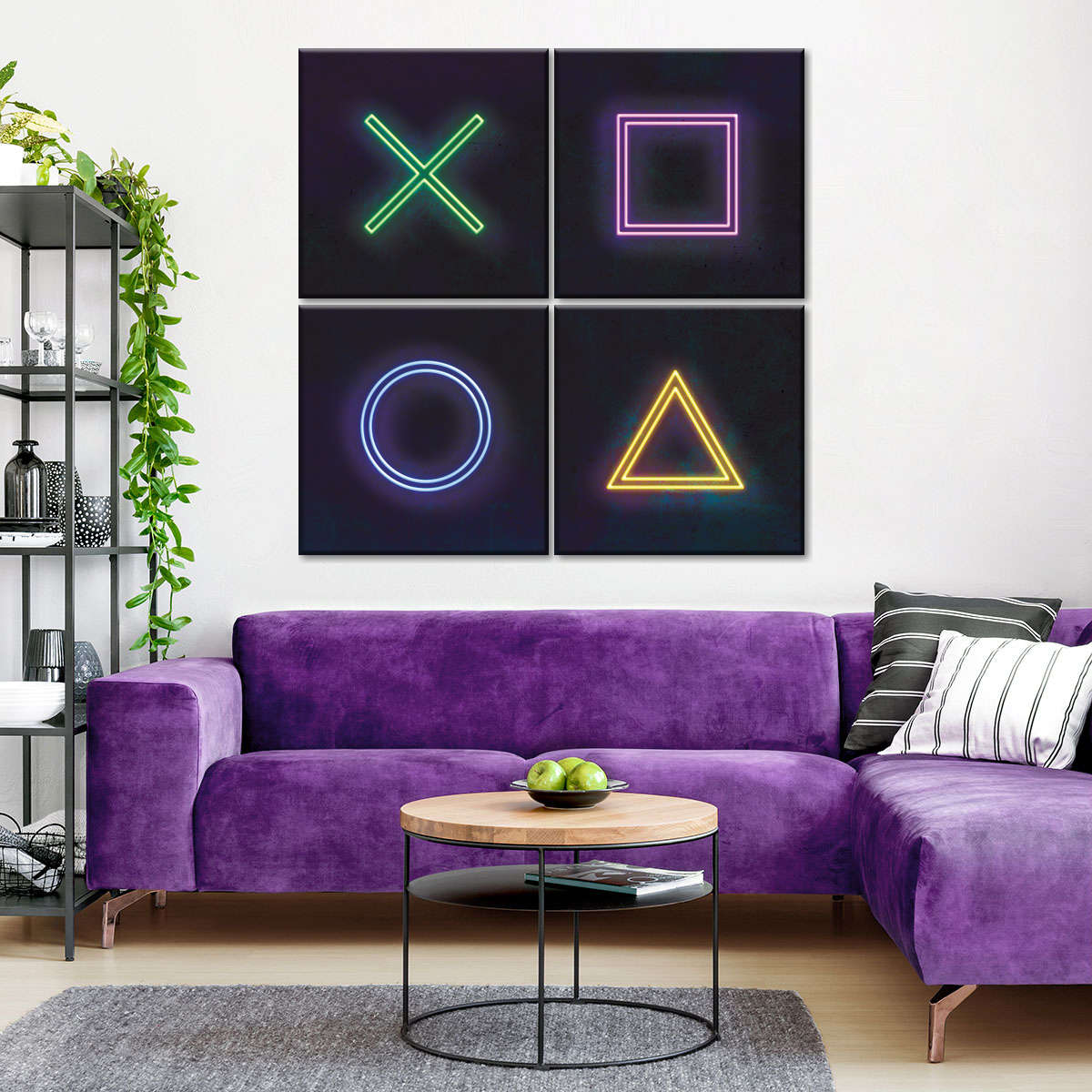 Neon PlayStation Icons Wandkunst