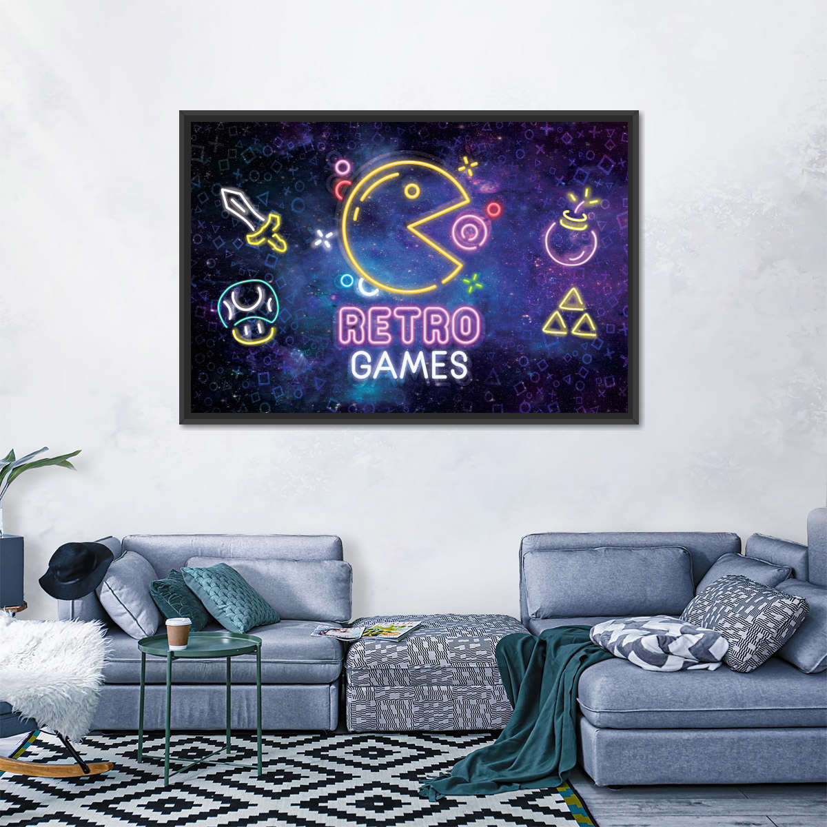 Neon -Retro -Spiele Wandkunst