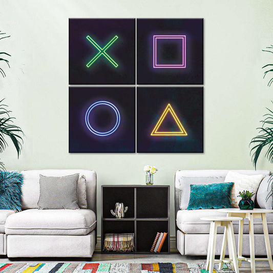 Neon PlayStation Icons Wandkunst