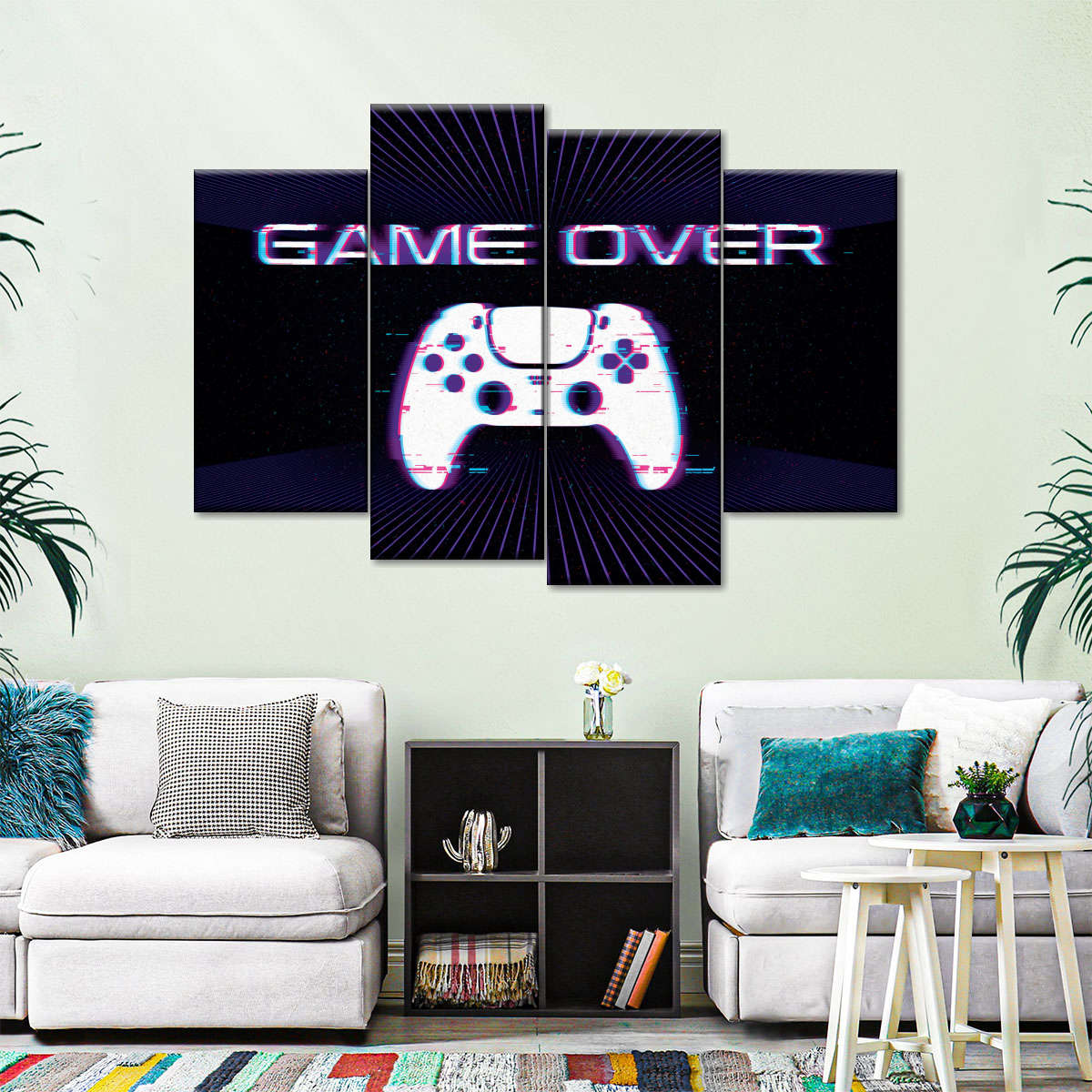 Game Over Controller -Glitch -Wandkunst