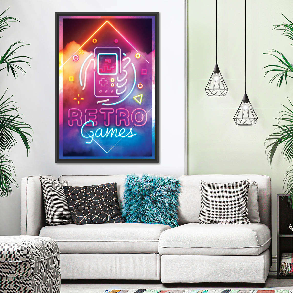 ریٹرو گیمز نیین لائٹ وال آرٹ