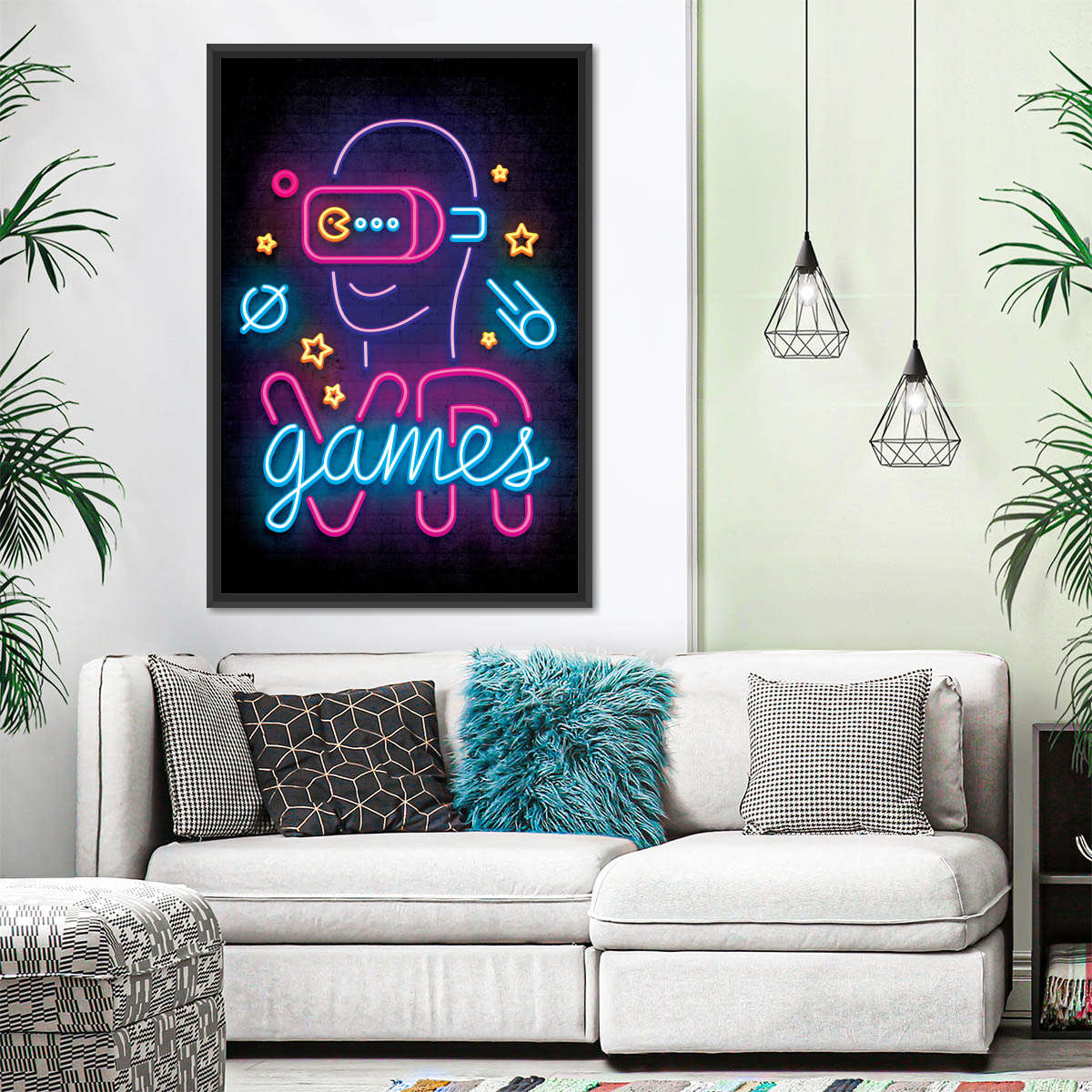 نیون وی آر گیمز وال آرٹ