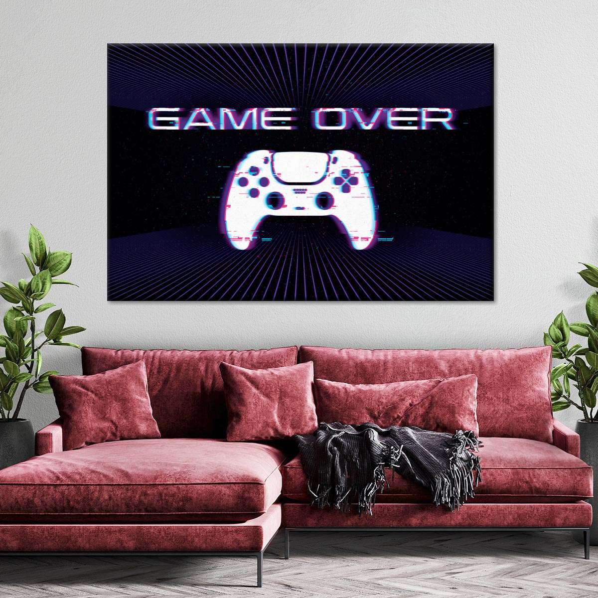 Game Over Controller -Glitch -Wandkunst