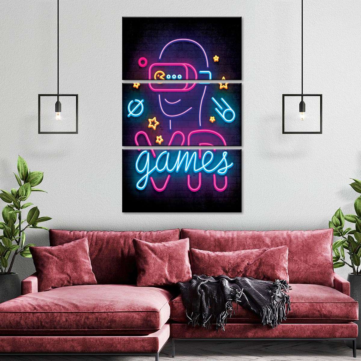 نیون وی آر گیمز وال آرٹ