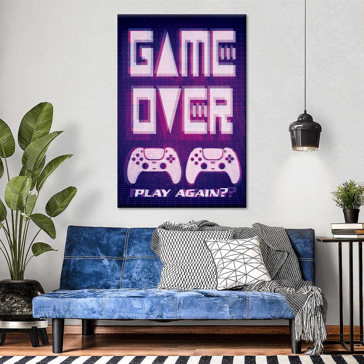 Game Over Play Again Sign Sign Wall Art
