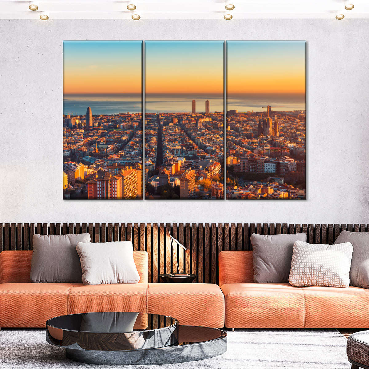 Barcelona Sunset Horizon Wandkunst