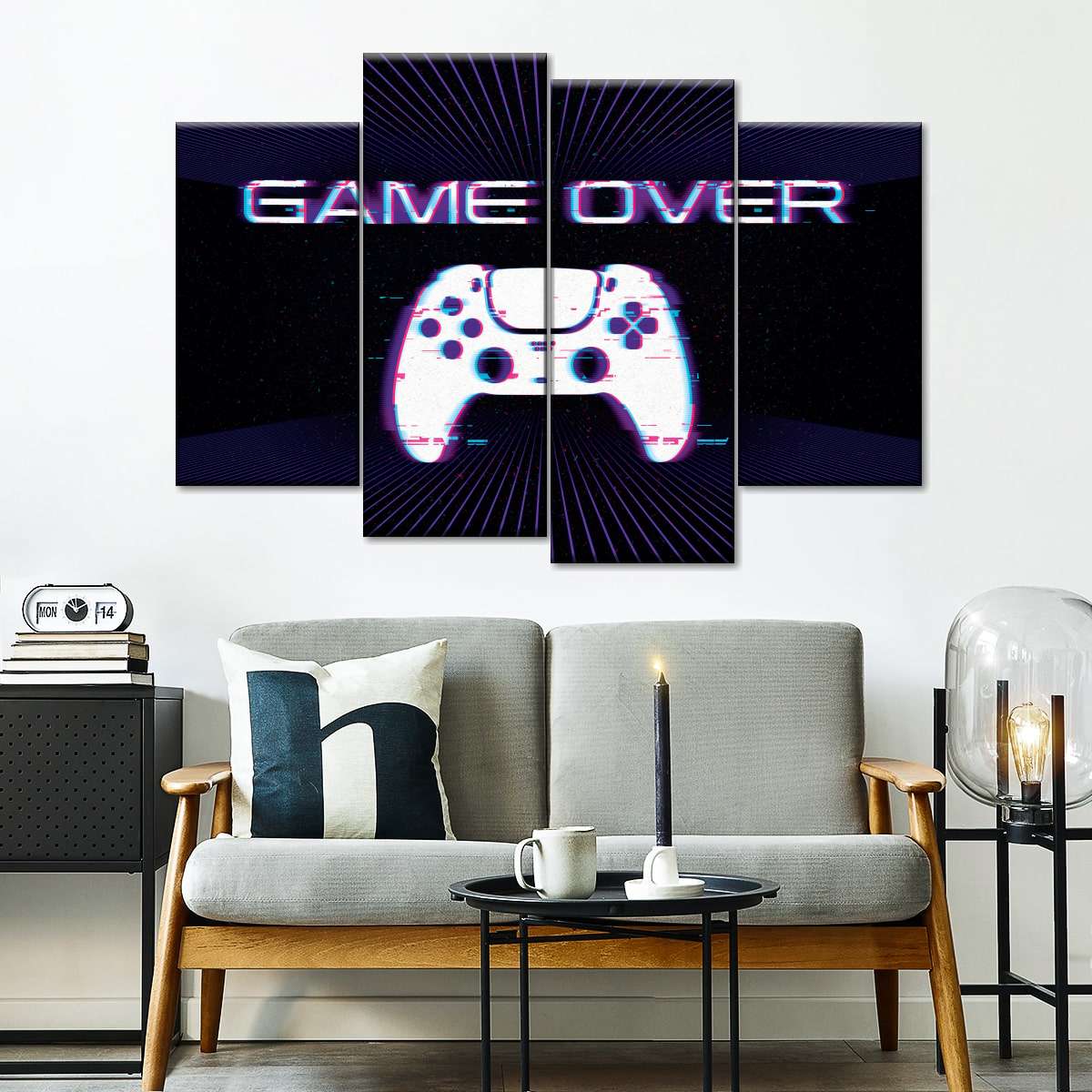 Game Over Controller -Glitch -Wandkunst