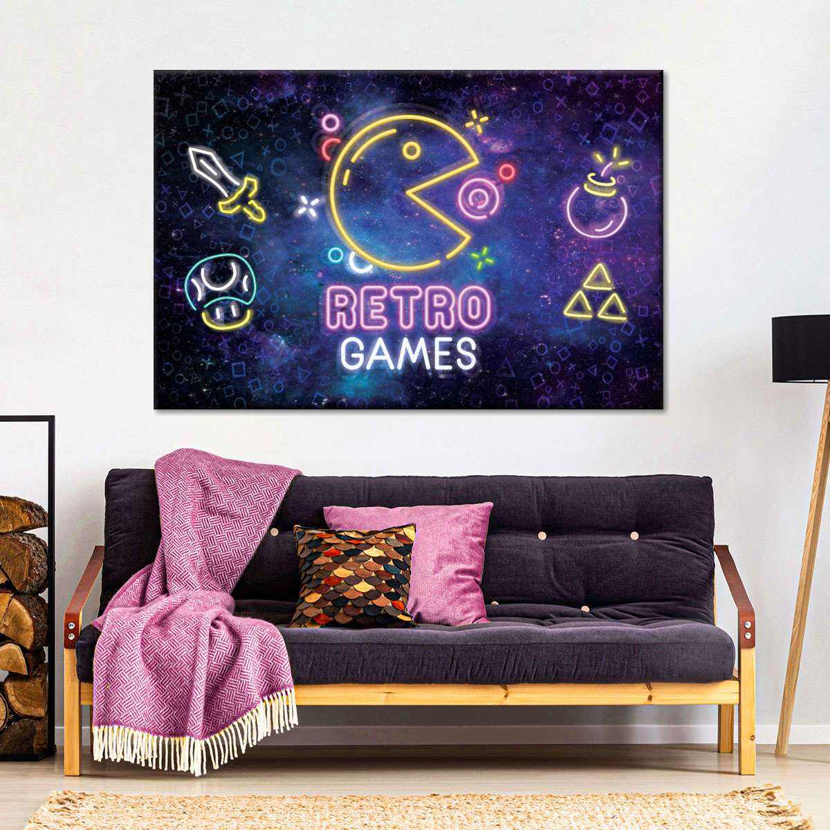Neon -Retro -Spiele Wandkunst