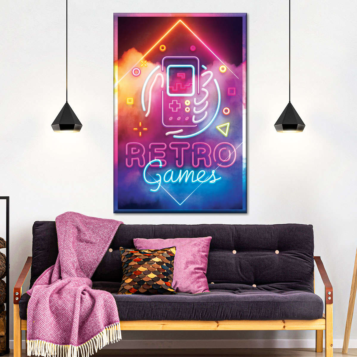 ریٹرو گیمز نیین لائٹ وال آرٹ